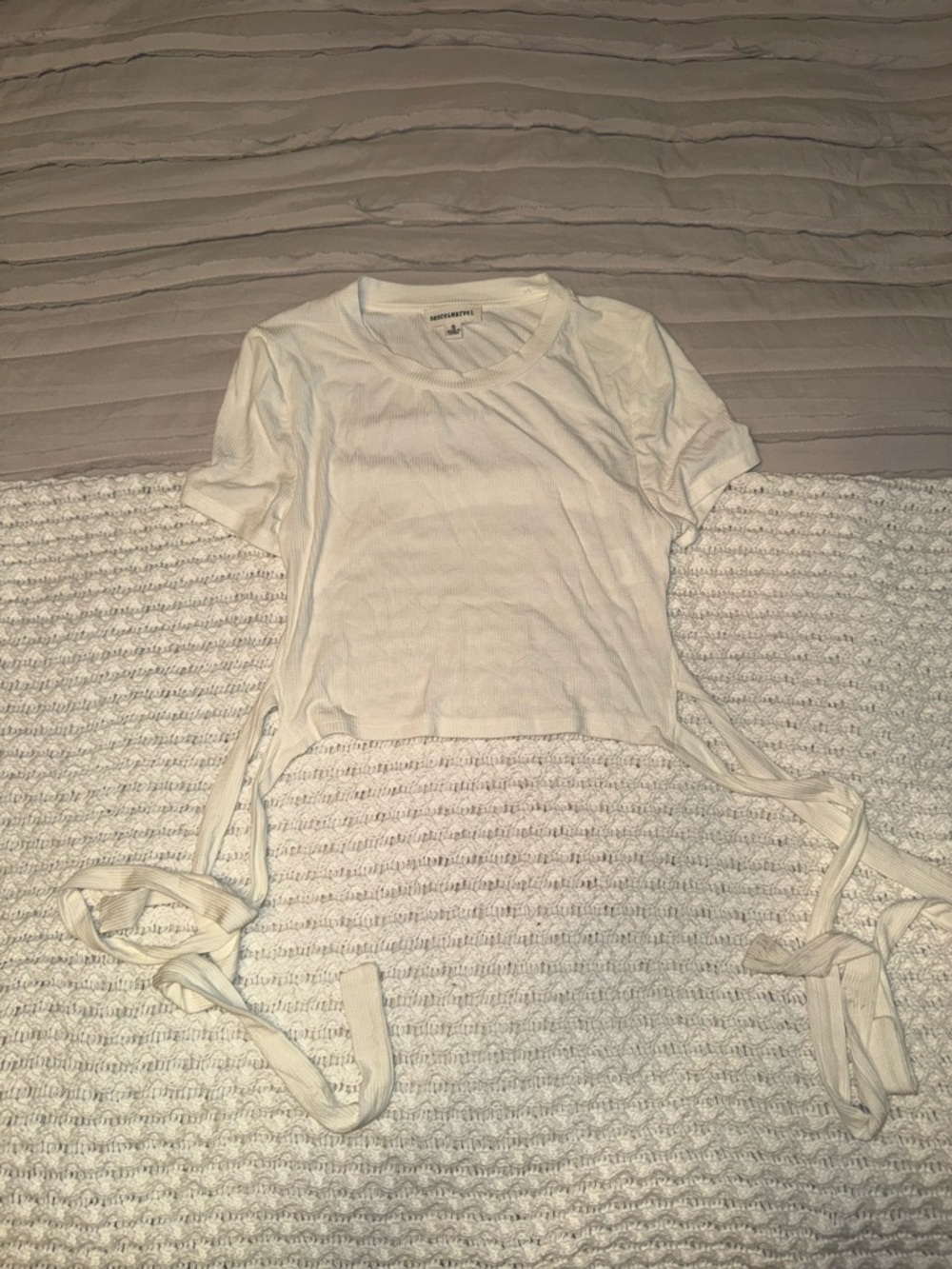 Dance & Marvel Cream Tie-Back Crop Tee